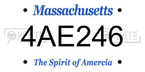 4AE246 Massachusetts License Plate