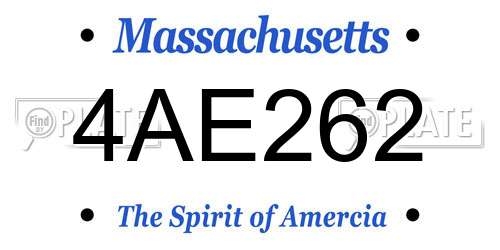 4AE262 Massachusetts License Plate