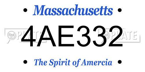 4AE332 Massachusetts License Plate