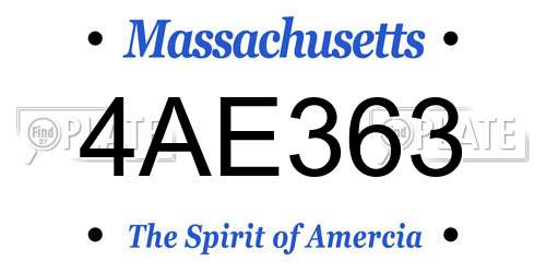 4AE363 Massachusetts License Plate