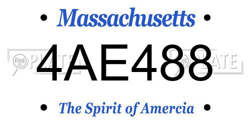 4AE488 Massachusetts License Plate