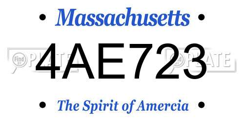 4AE723 Massachusetts License Plate
