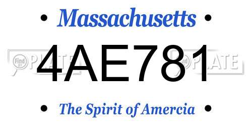 4AE781 Massachusetts License Plate