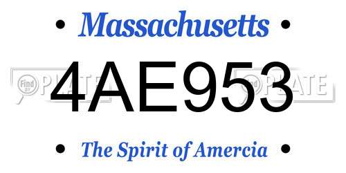 4AE953 Massachusetts License Plate