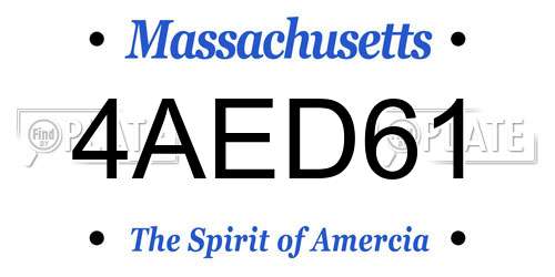 4AED61 Massachusetts License Plate