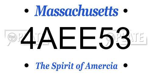 4AEE53 Massachusetts License Plate