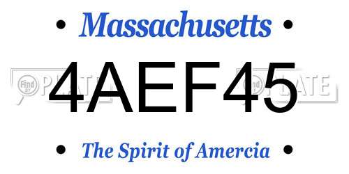 4AEF45 Massachusetts License Plate