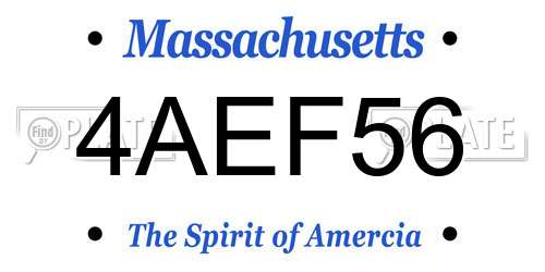 4AEF56 Massachusetts License Plate