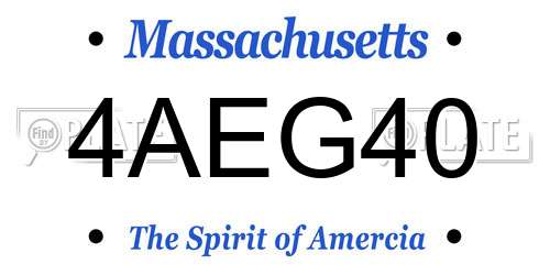 4AEG40 Massachusetts License Plate