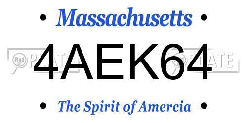 4AEK64 Massachusetts License Plate