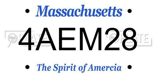 4AEM28 Massachusetts License Plate