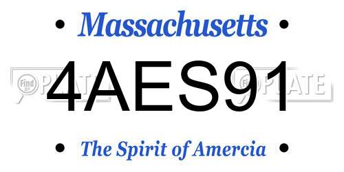 4AES91 Massachusetts License Plate