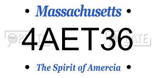 4AET36 Massachusetts License Plate