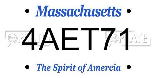 4AET71 Massachusetts License Plate
