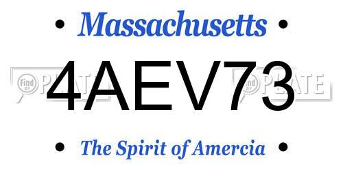 4AEV73 Massachusetts License Plate