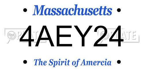 4AEY24 Massachusetts License Plate