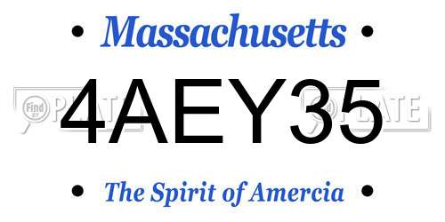 4AEY35 Massachusetts License Plate
