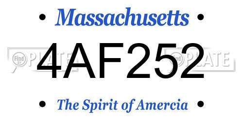 4AF252 Massachusetts License Plate