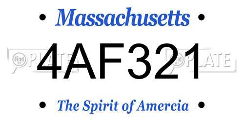 4AF321 Massachusetts License Plate