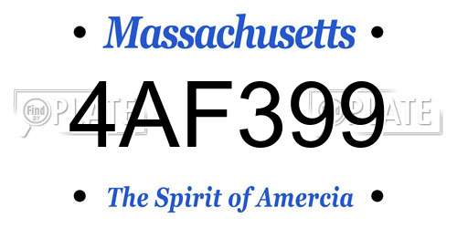4AF399 Massachusetts License Plate