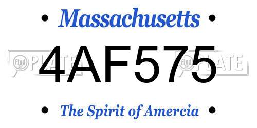 4AF575 Massachusetts License Plate