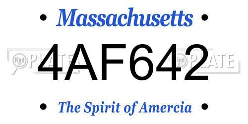 4AF642 Massachusetts License Plate