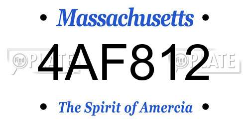 4AF812 Massachusetts License Plate