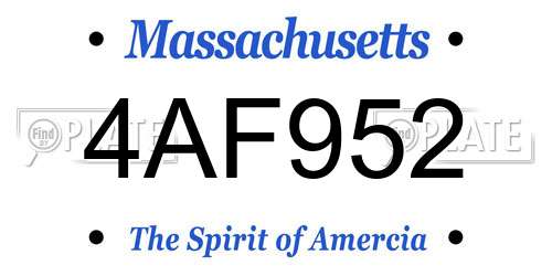 4AF952 Massachusetts License Plate