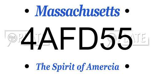 4AFD55 Massachusetts License Plate