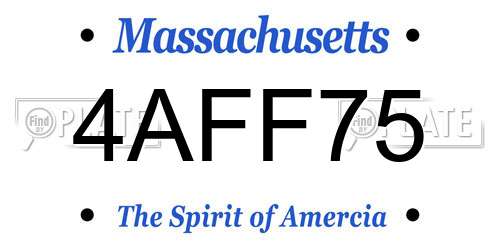 4AFF75 Massachusetts License Plate