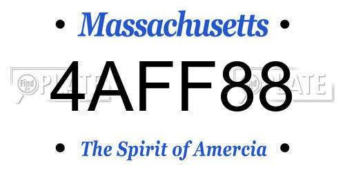 4AFF88 Massachusetts License Plate