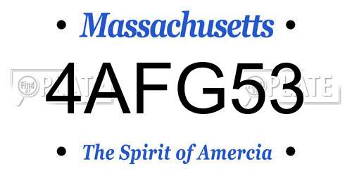 4AFG53 Massachusetts License Plate