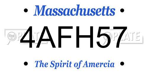 4AFH57 Massachusetts License Plate
