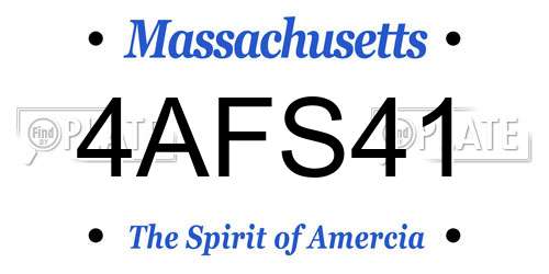 4AFS41 Massachusetts License Plate
