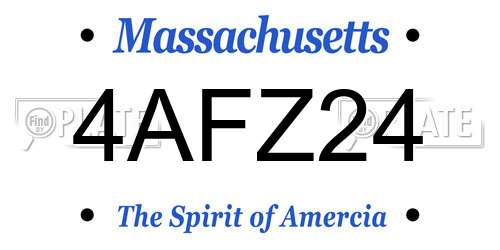 4AFZ24 Massachusetts License Plate