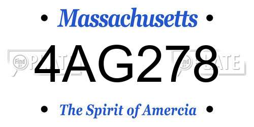 4AG278 Massachusetts License Plate