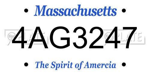 4AG3247 Massachusetts License Plate