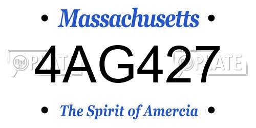 4AG427 Massachusetts License Plate