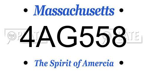 4AG558 Massachusetts License Plate