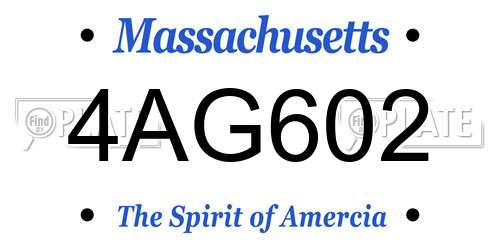 4AG602 Massachusetts License Plate
