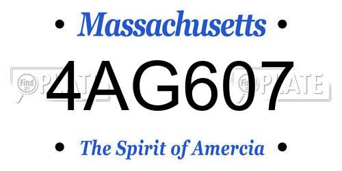 4AG607 Massachusetts License Plate