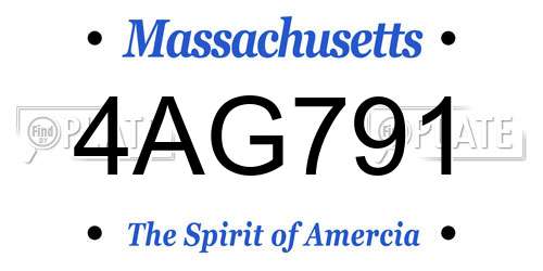 4AG791 Massachusetts License Plate