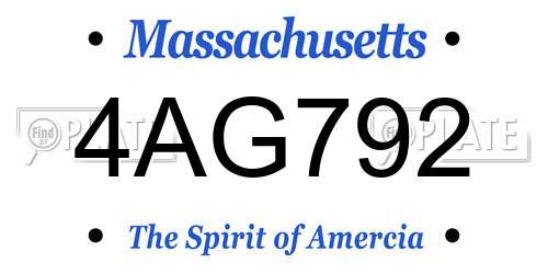 4AG792 Massachusetts License Plate