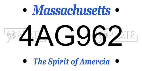 4AG962 Massachusetts License Plate