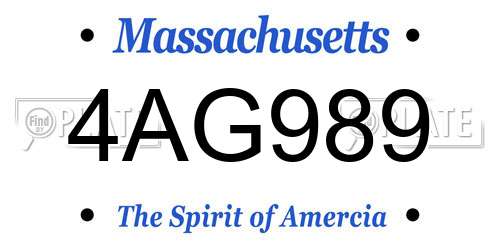 4AG989 Massachusetts License Plate