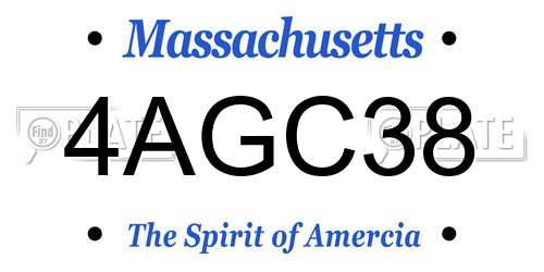 4AGC38 Massachusetts License Plate