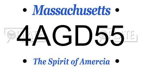 4AGD55 Massachusetts License Plate