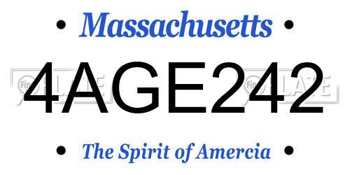 4AGE242 Massachusetts License Plate