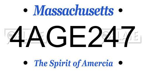 4AGE247 Massachusetts License Plate