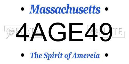 4AGE49 Massachusetts License Plate